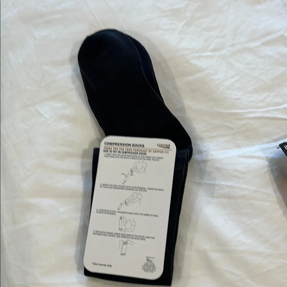 Copper Fit Black Athletic Energy Compression Socks Unisex Great for Travel!